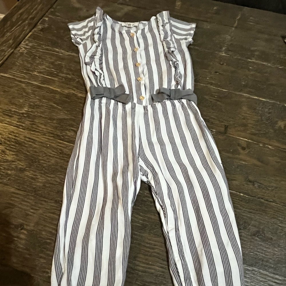 grey & white striped jessica simpson infant romper